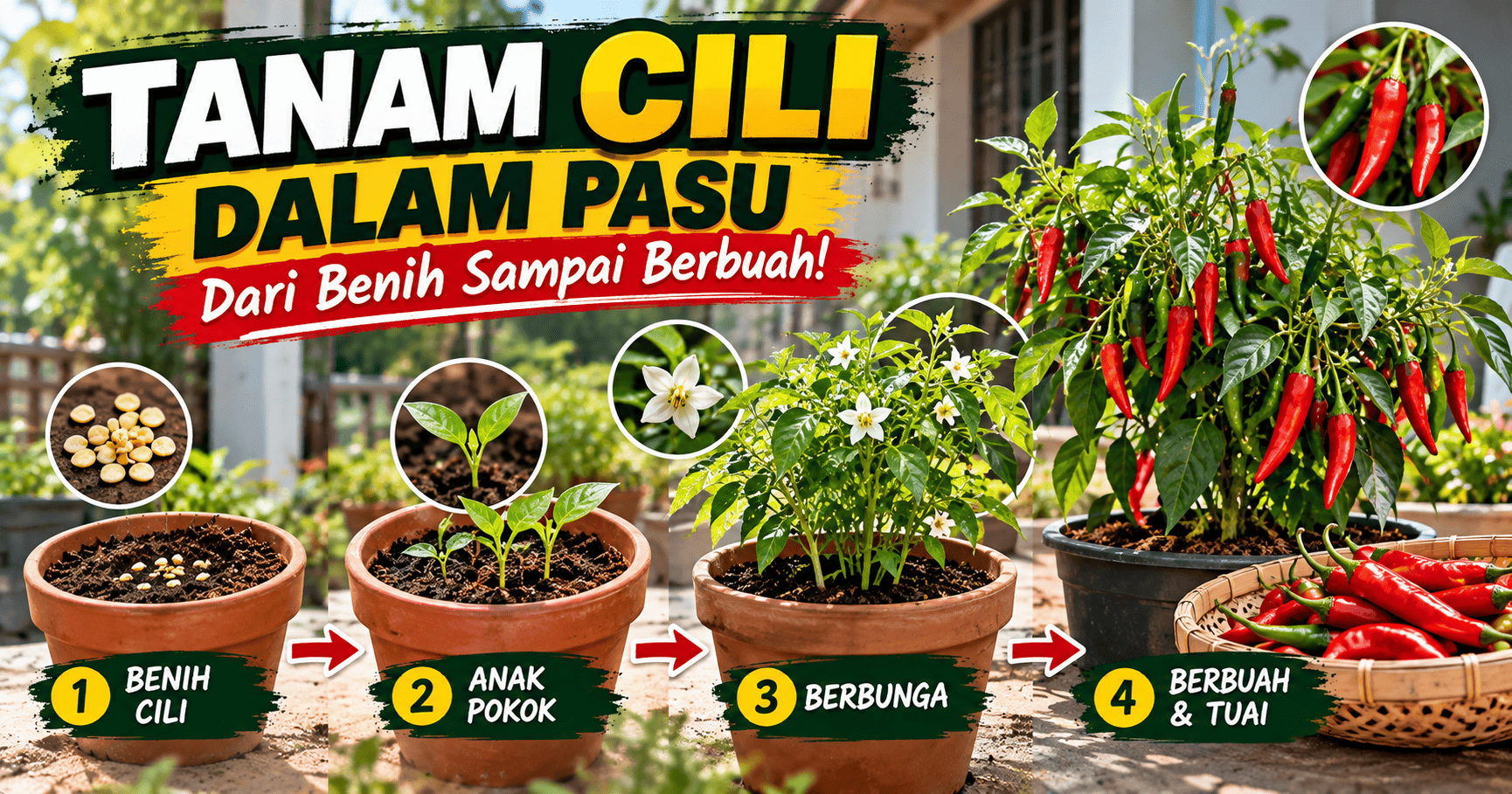 Cara Tanam Cili Dalam Pasu Untuk Pemula: Dari Benih Hingga Tuai